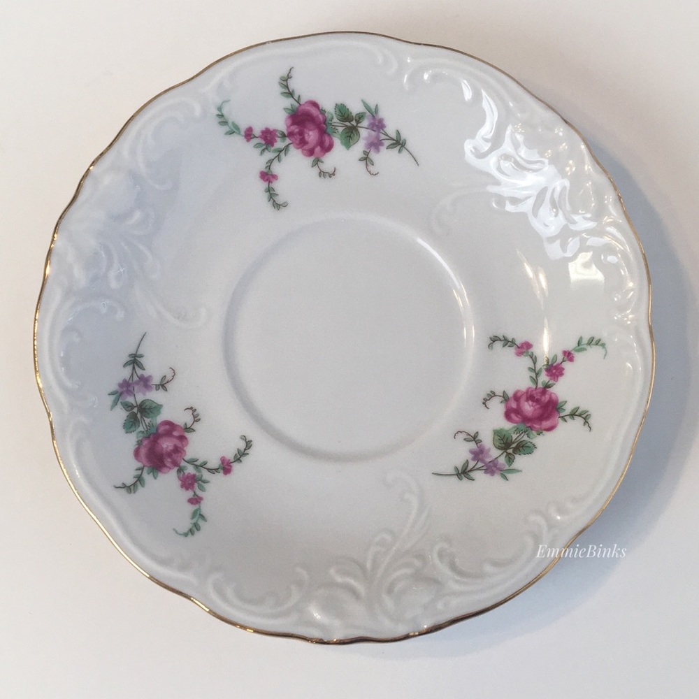 Vintage 1940’s Wawel Fine Porcelain China Poland Rose Garden Gold Trim Cup Set - Picture 12 of 16